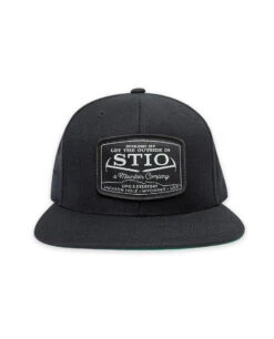 STIO Frontier Flat Brim Snap Back -Stio Frontier Flat Brim Snap Back Patch Hat Black Front New