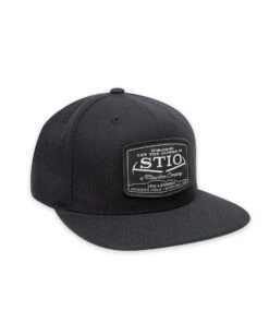 STIO Frontier Flat Brim Snap Back -Stio Frontier Flat Brim Snap Back Patch Hat Black Side New