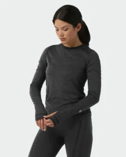STIO Women's Basis Seamless Tech Crew -Stio W Full Range Seamless Crew Boundary Black Heather 2 393d7304 2517 47eb 8430 ebc1c557635f